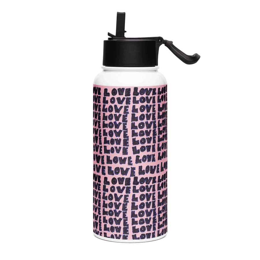 Love Stainless Steel Water Bottle with a Straw Lid in Pink product image (3)