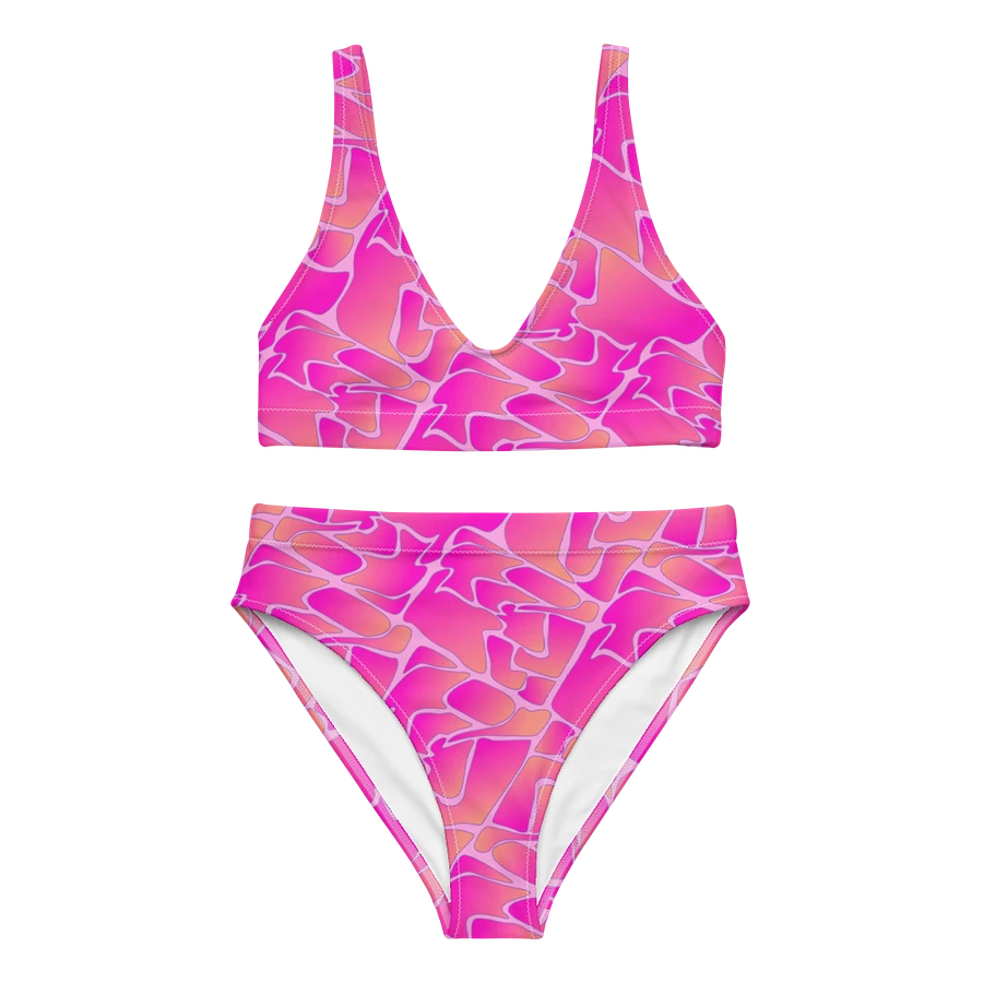 Crazy Paving Pink Pattern High Waisted Bikini product image (3)