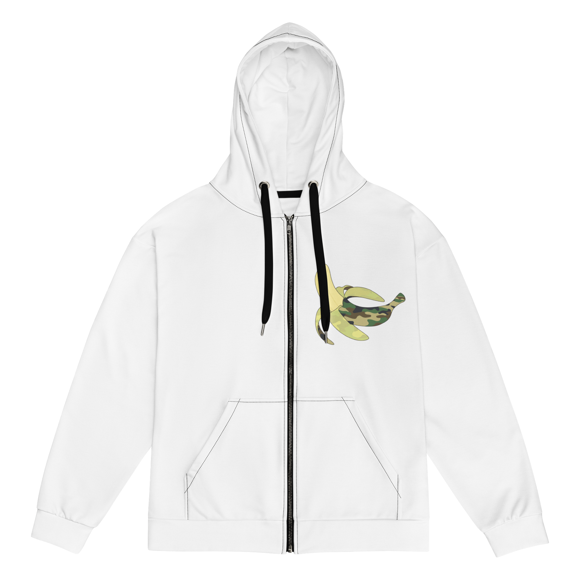 White Banana Army Unisex Zip Hoodie product image (1)