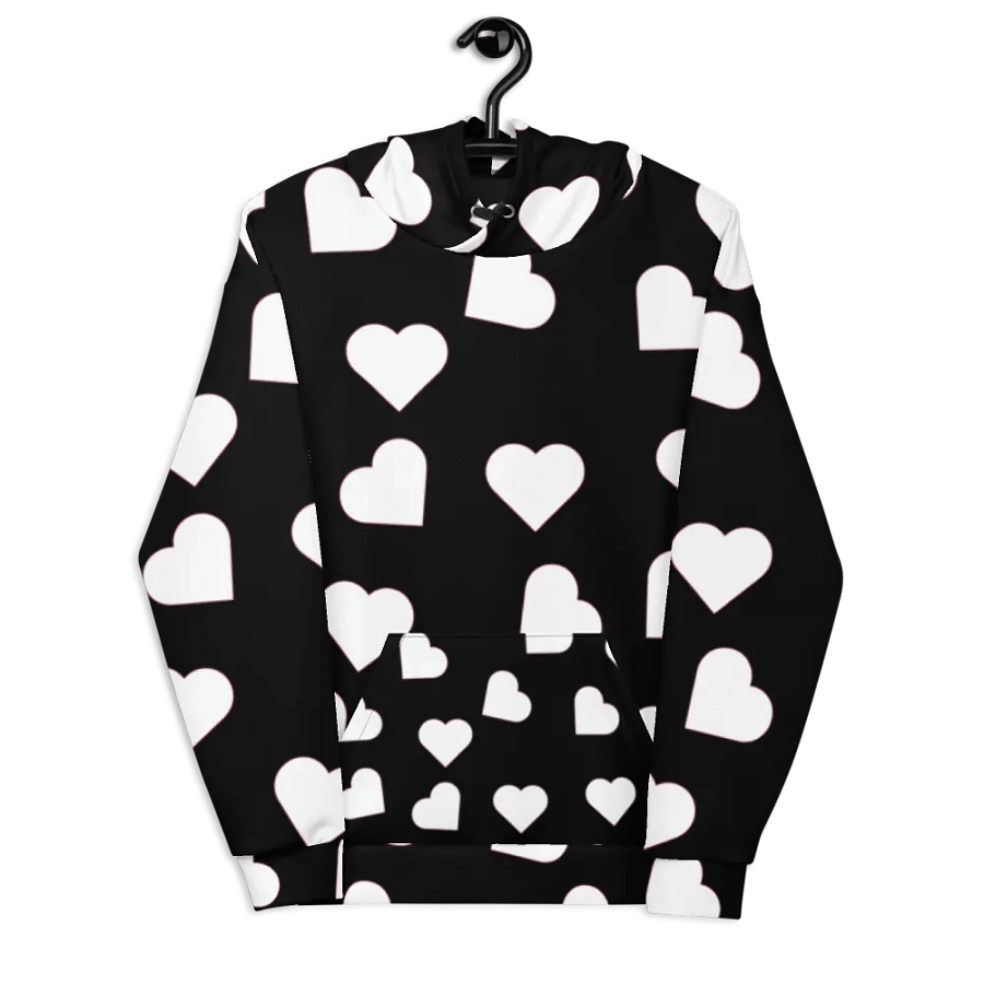 Love Pattern 5 Black and White Unisex Pull Over Hoodie product image (7)
