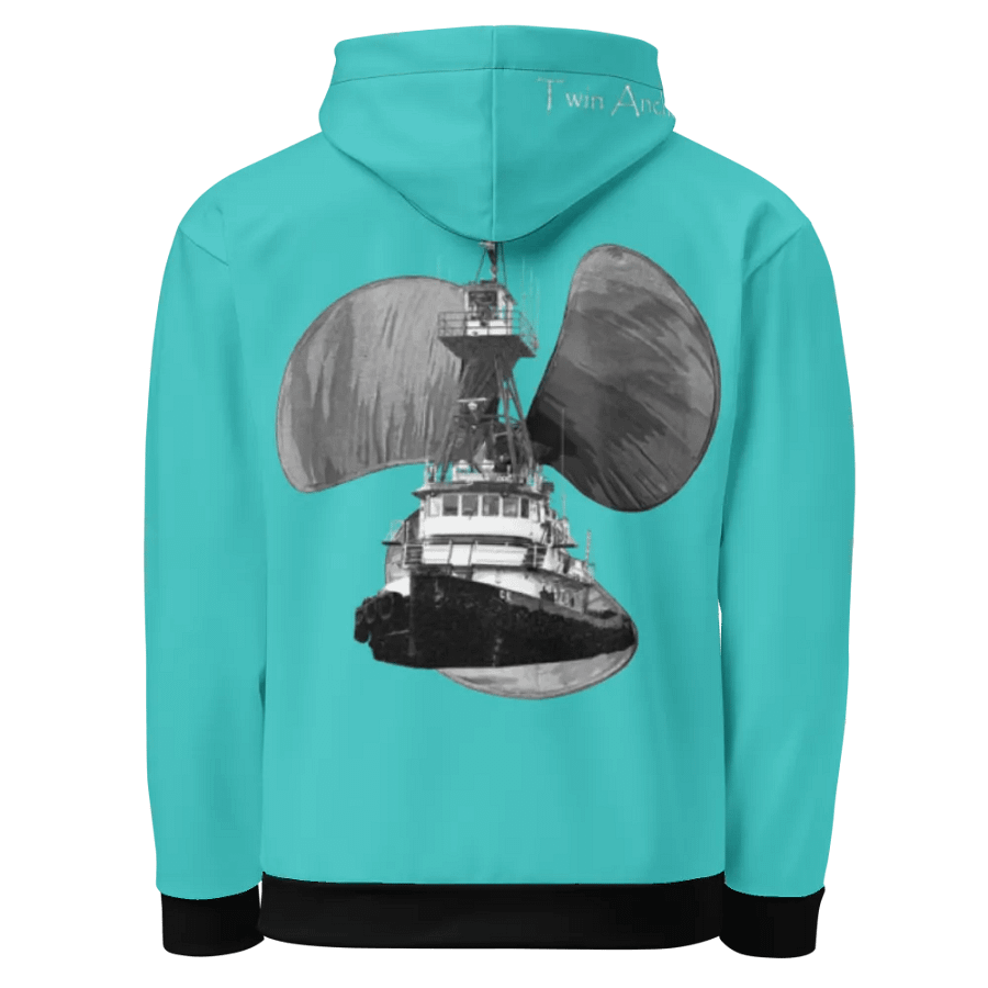 Turquoise Three blade prop Tug CE Hoodie product image (1)
