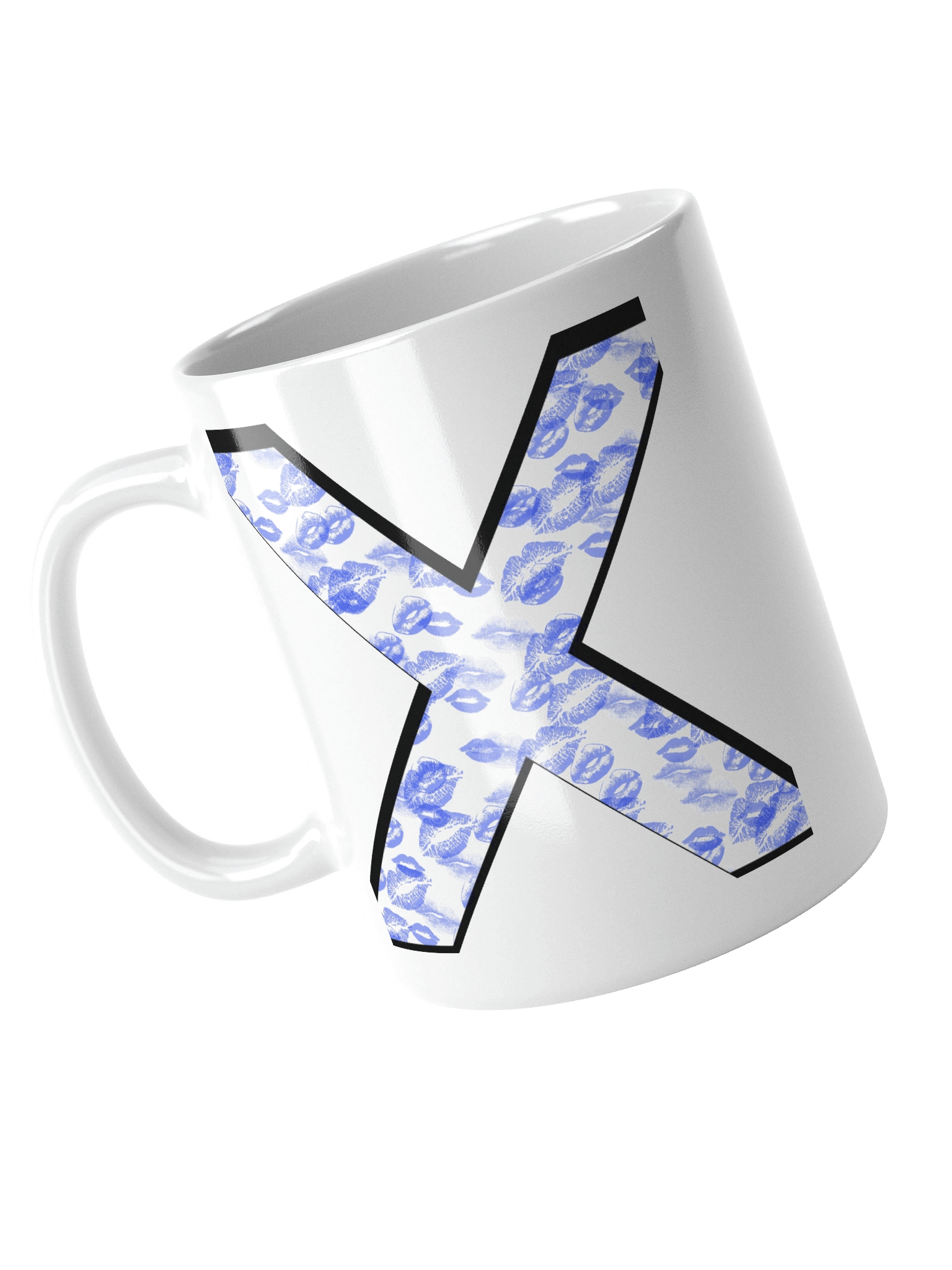 White X Blue Lipstick Kisses | Glossy White Mug product image (8)
