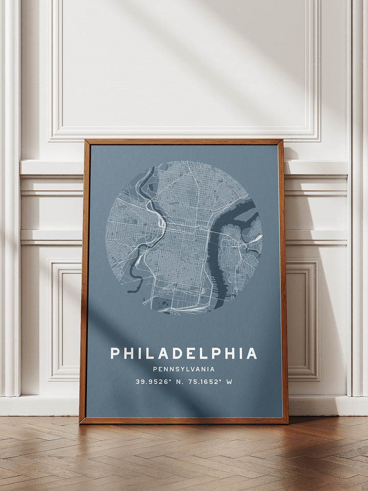 Philadelphia Street Map Poster – Blue Minimalist Circular City Art product image (1)