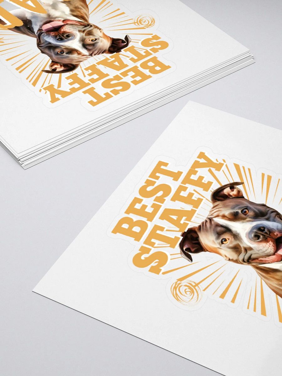 Yellow Best Staffy Dad Ever Kiss Cut Sticker product image (10)