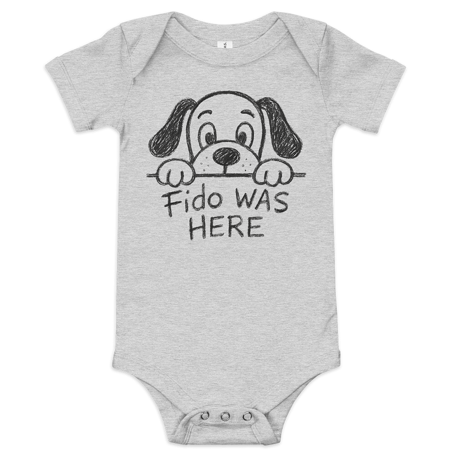 Fido Was Here Funny Dog Baby One Piece – Cute Puppy Design product image (2)