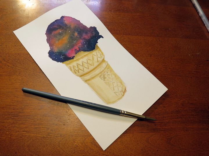 Tiger Stripe Galaxy Cone - Original Watercolor Painting product image (1)