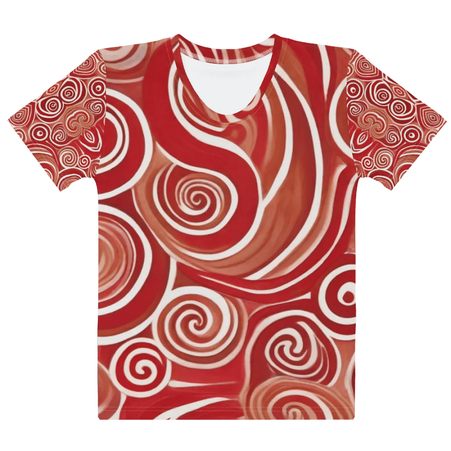 Funky Cherry Swirls Liquid Tie-Dye Women's Crewneck T-shirt product image (9)