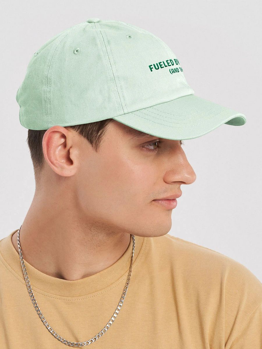 FUELED BY SPITE (green thread) embroidered pastel dad hat product image (6)