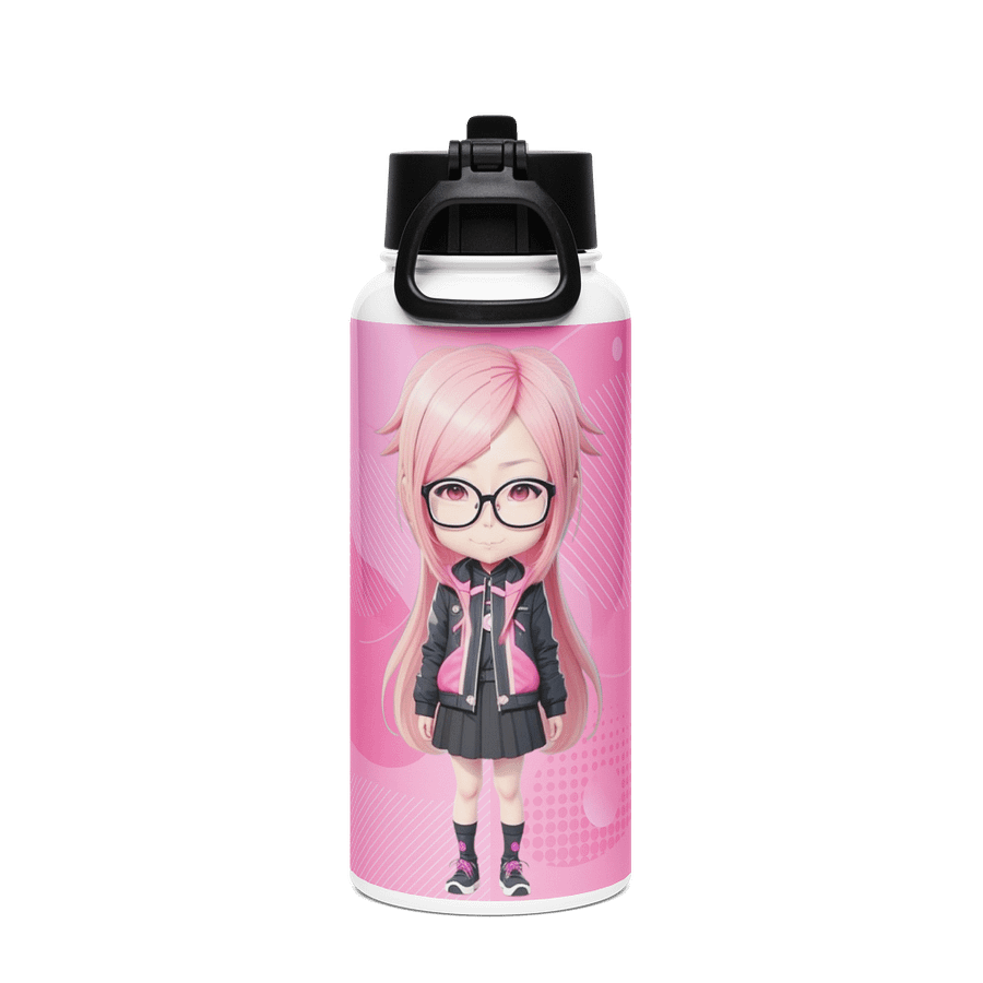 (PINK CHIBI) K Stainless Steel Water Bottle with a Straw Lid product image (2)