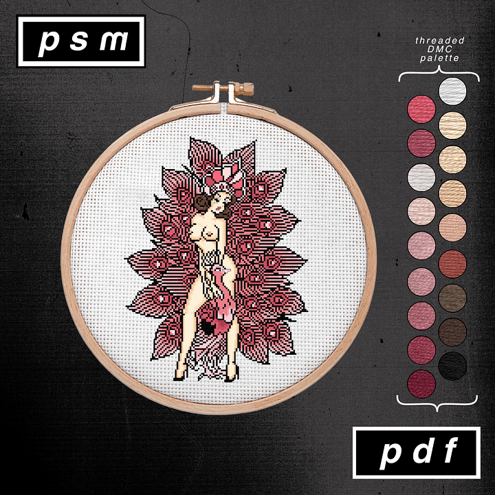 Sailor Jerry Pink Peacock Burlesque Pin Up Pattern product image (1)