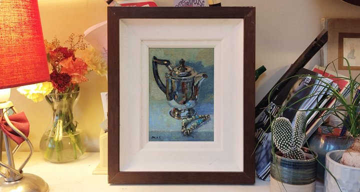 230123 Silver Coffee Pot and Bracelet. Original Study Artwork. product image (2)