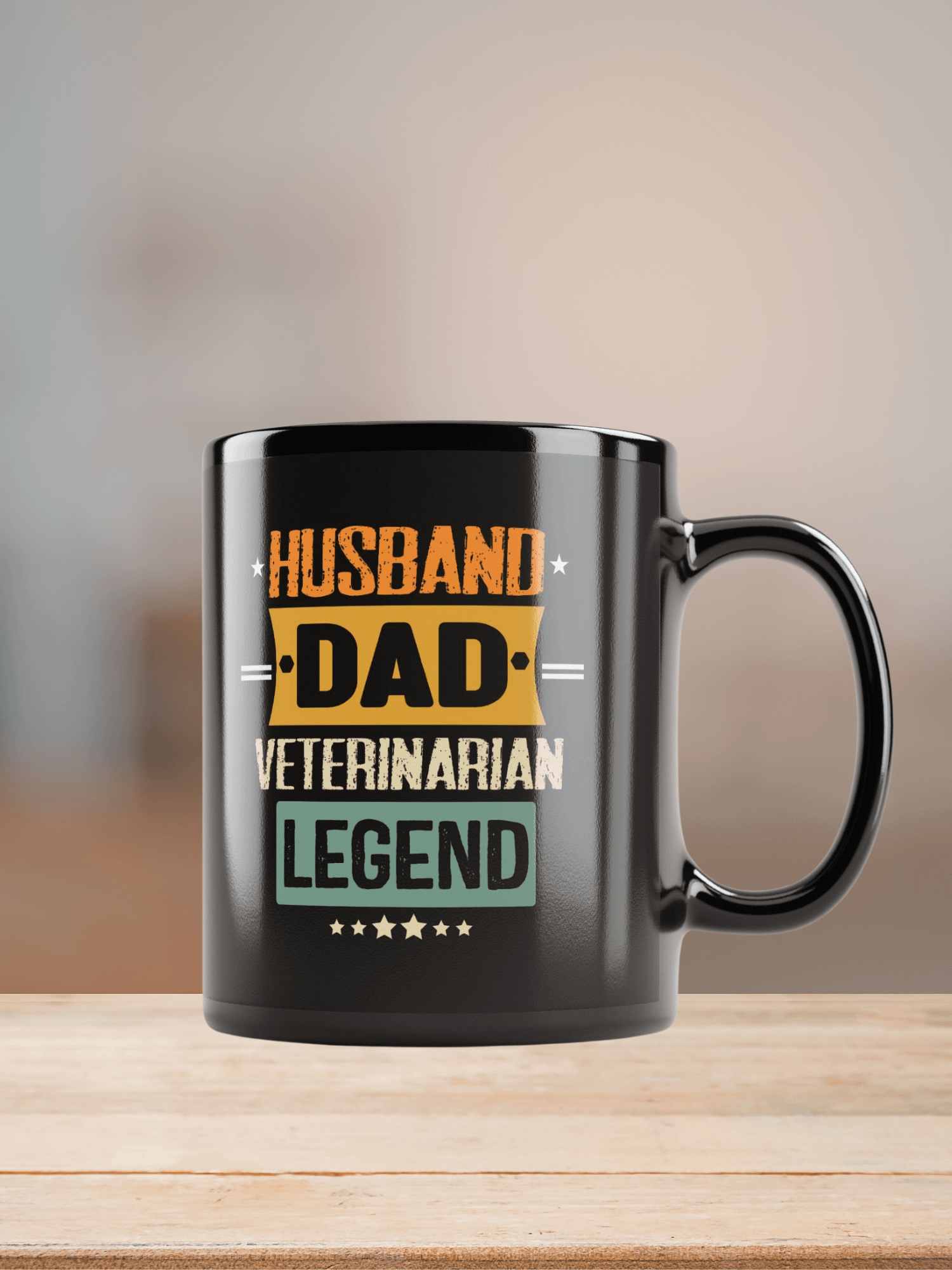 "Husband-vet-legend" black glossy mug product image (7)