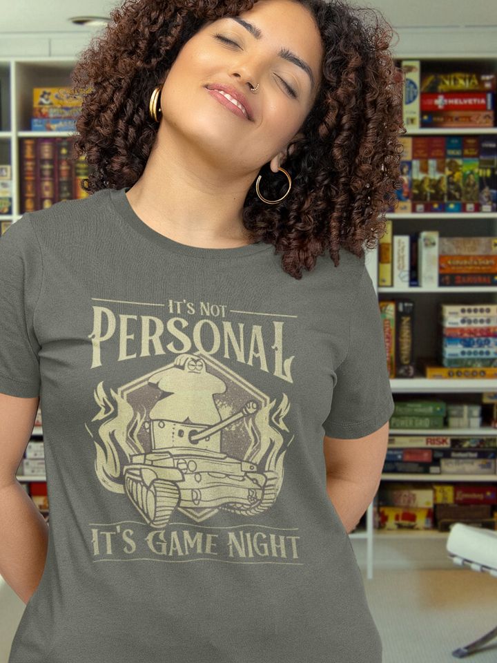 Game Night Shirt for Board Gamers - It's not Personal - Meeple Riding Tank on Army product image (1)
