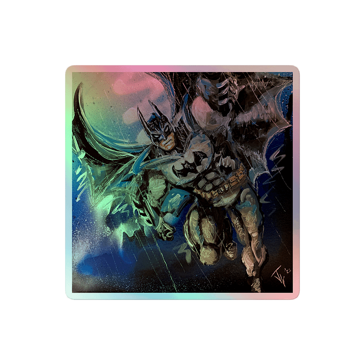 Bat Guy Crappling in the Rain Holographic Sticker Set product image (2)