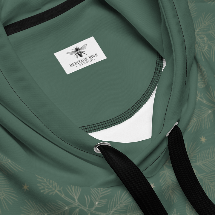 Cozy Cabin in the Woods | Winter Retreat Hideaway Green Hoodie Unisex product image (2)