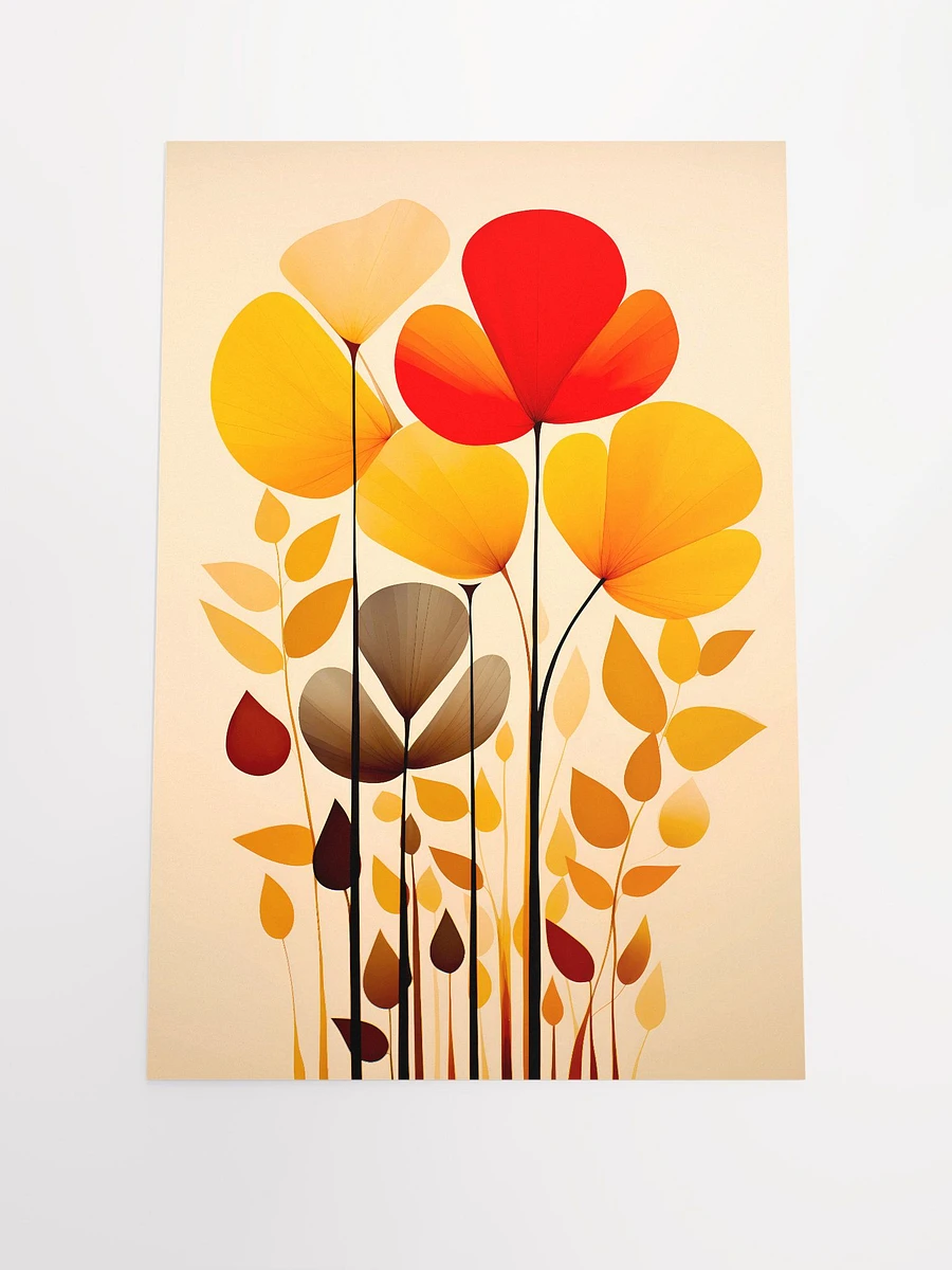 Spring Summer Garden Flowers in Yellow Orange Red Beige Background Minimalist Art Style Matte Poster product image (3)