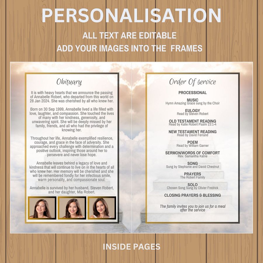 Stairs To Heaven Funeral Program Canva Template product image (7)