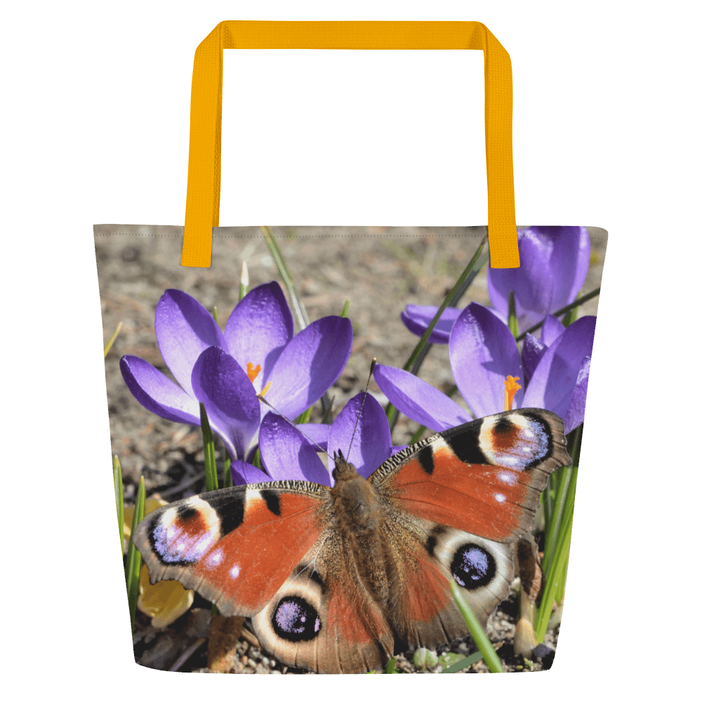 Große Tragetasche - Schmetterling auf Krokusblüten product image (4)