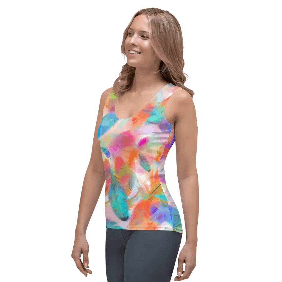 Colorful Feather Pattern Design Tank Top - v4 product image (3)