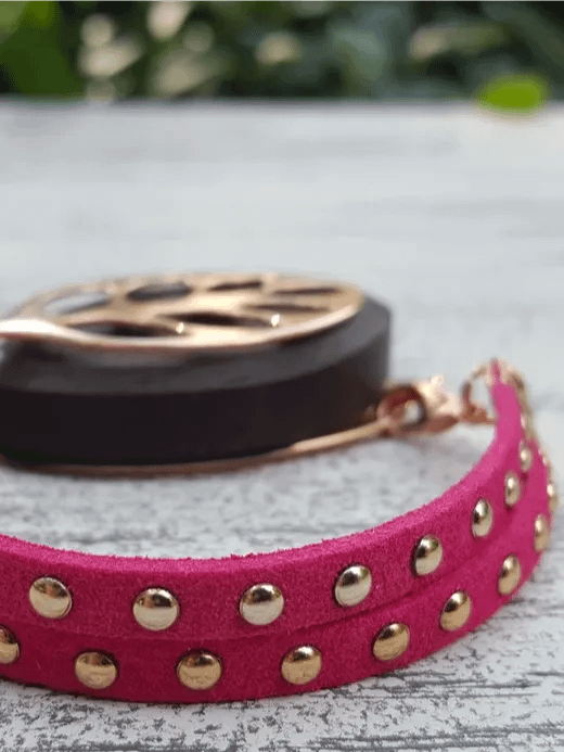 Raspberry Faux Suede Stud Bracelet | Handmade Accessory for Bellabeat Leaf Urban & Ivy product image (1)