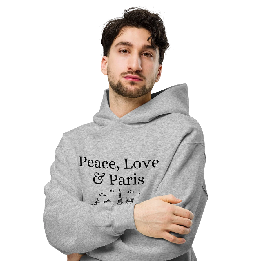 Peace, Love and Paris with Monuments Unisex Oversized Hoodie | Black Ink product image (7)