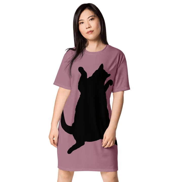 Dancing For Demeowcracy Feline Mauve T-Shirt Dress product image (1)