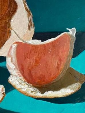 GRAPEFRUIT HUES ON A TURQUOISE BACKDROP: A VIBRANT ARTISTIC DISPLAY product image (4)