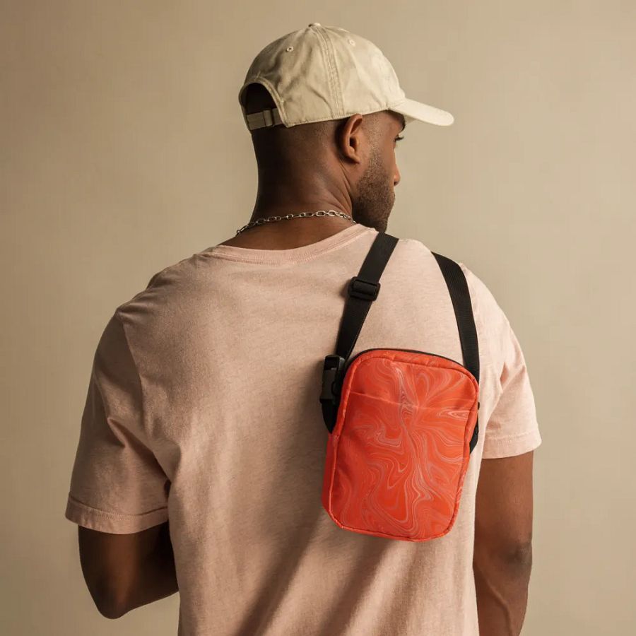 Utility Crossbody Bag - Orange Brown Fluid Swirls product image (10)