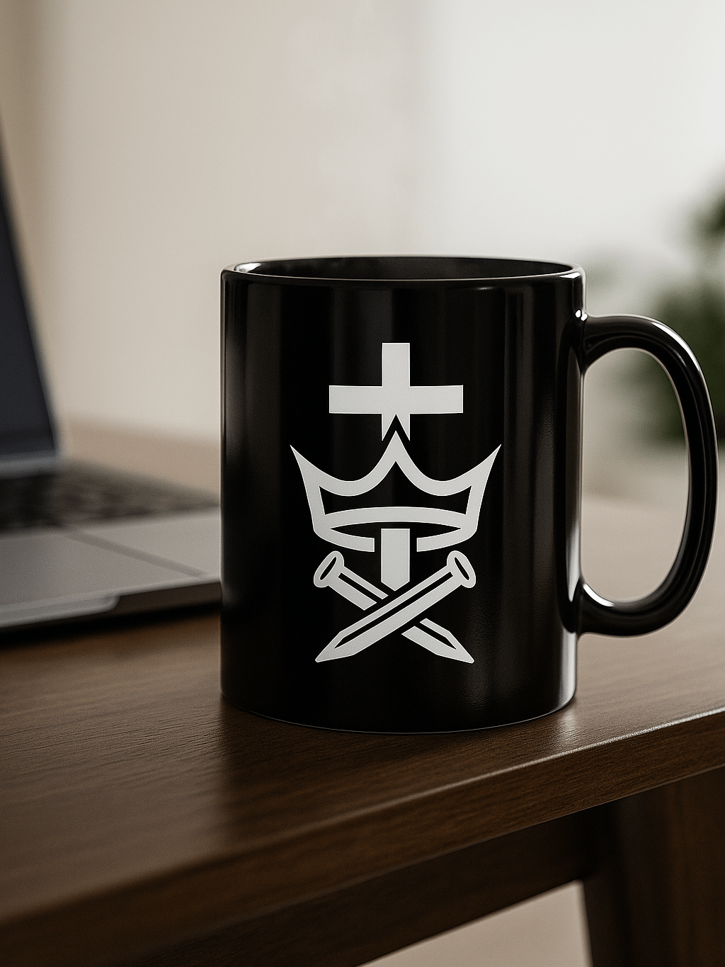 Cross, Crown, and Nails Christian Coffee Mug – Revelation 2:10 “Be Faithful Until Death” product image (2)