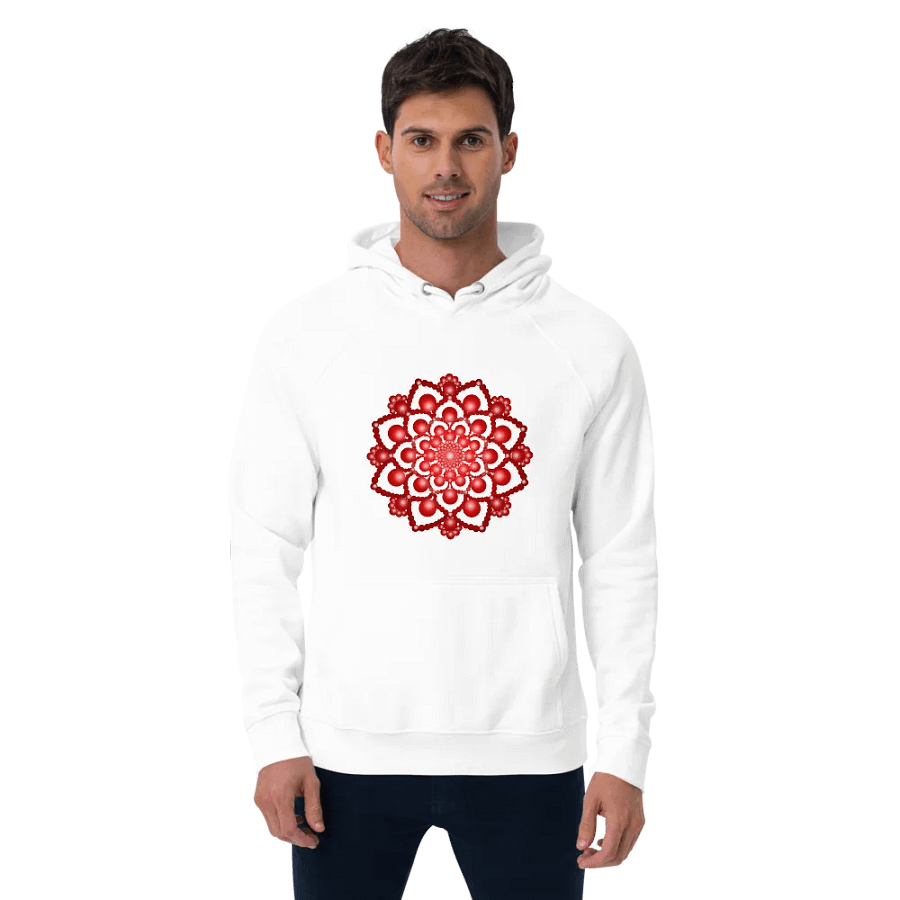 Red Dot Mandala Unisex Eco Hoodie product image (8)