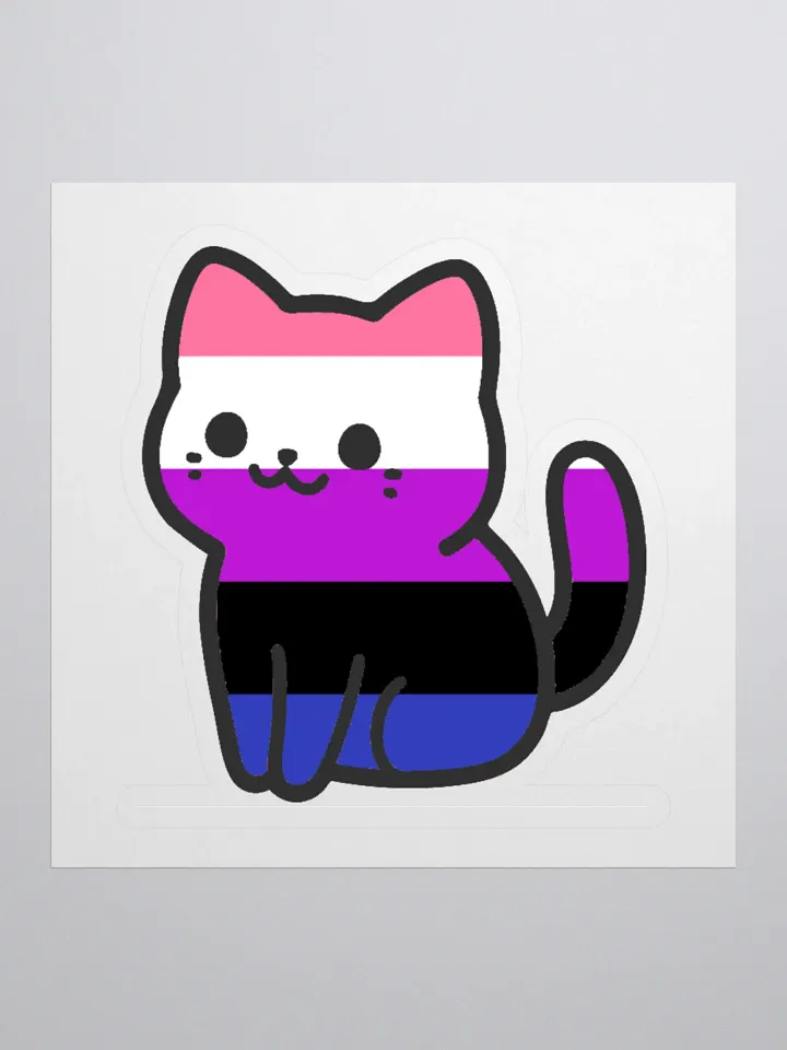 Genderfluid Pride Kitty Sticker product image (1)