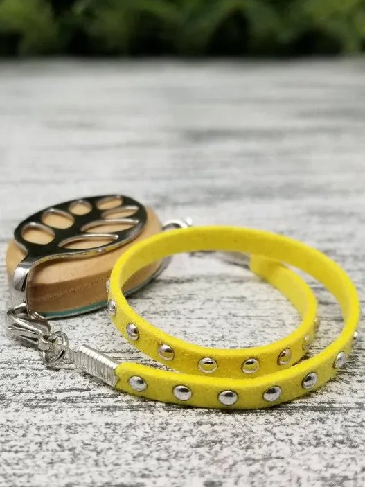 Lemon Faux Suede Stud Wrap Bracelet | Handmade Accessory for Bellabeat Leaf Urban & Ivy product image (1)