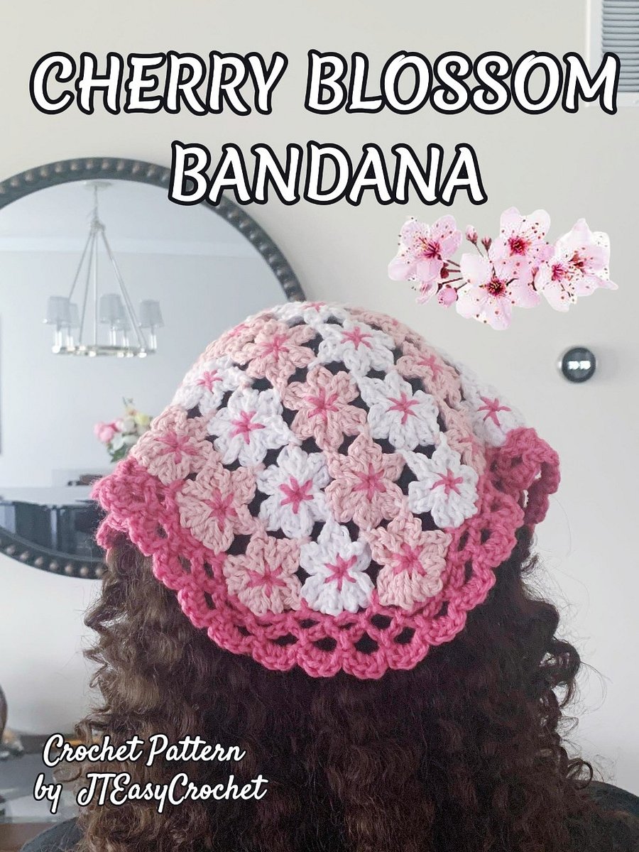 Cherry Blossom Flowers Bandana Crochet Pattern product image (5)