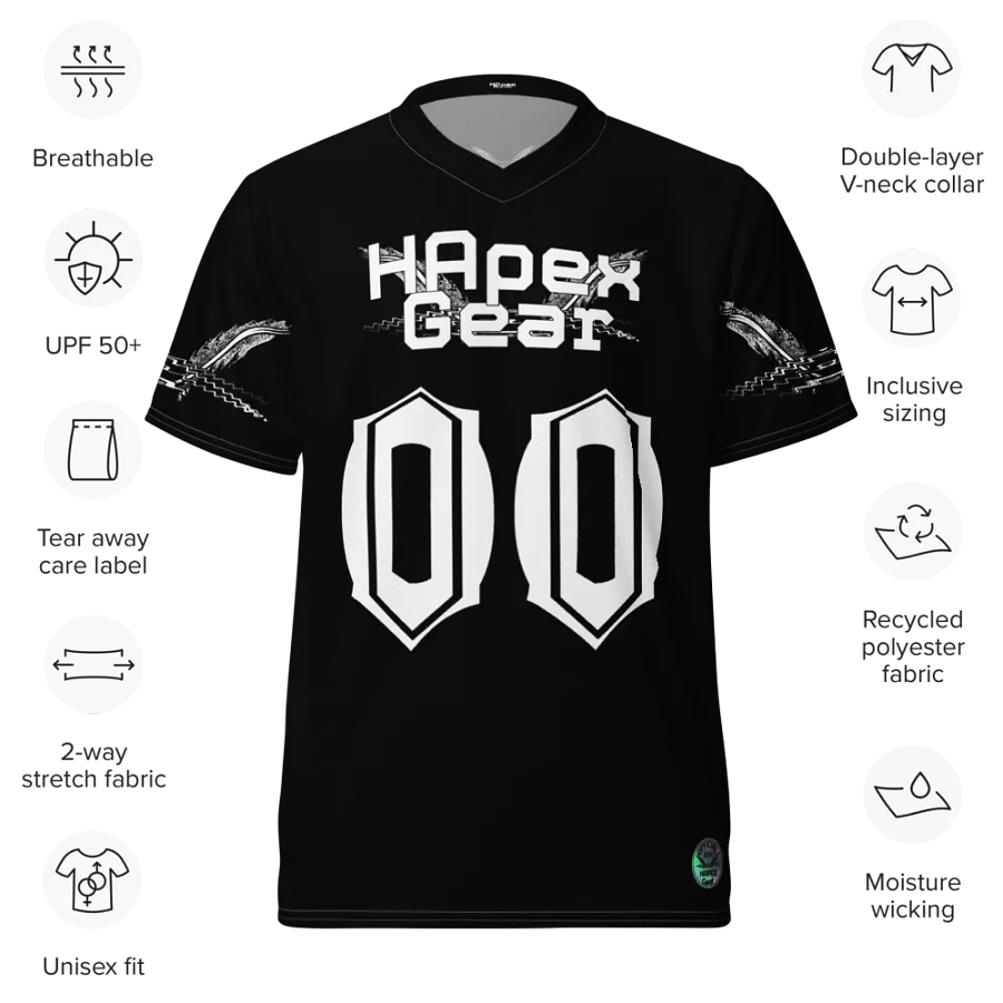 Recycled Unisex Sports Jersey - Capital - Black - White HApex Gear White Logo product image (5)