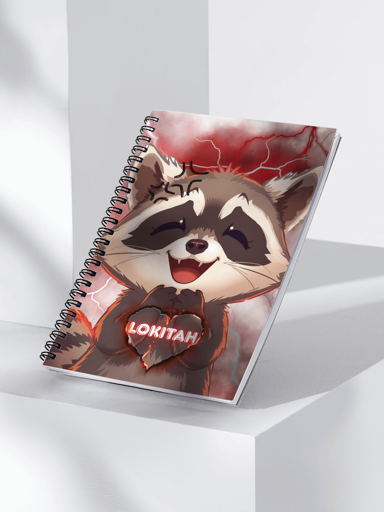 Fiery Raccoon Love Spiral Notebook product image (3)