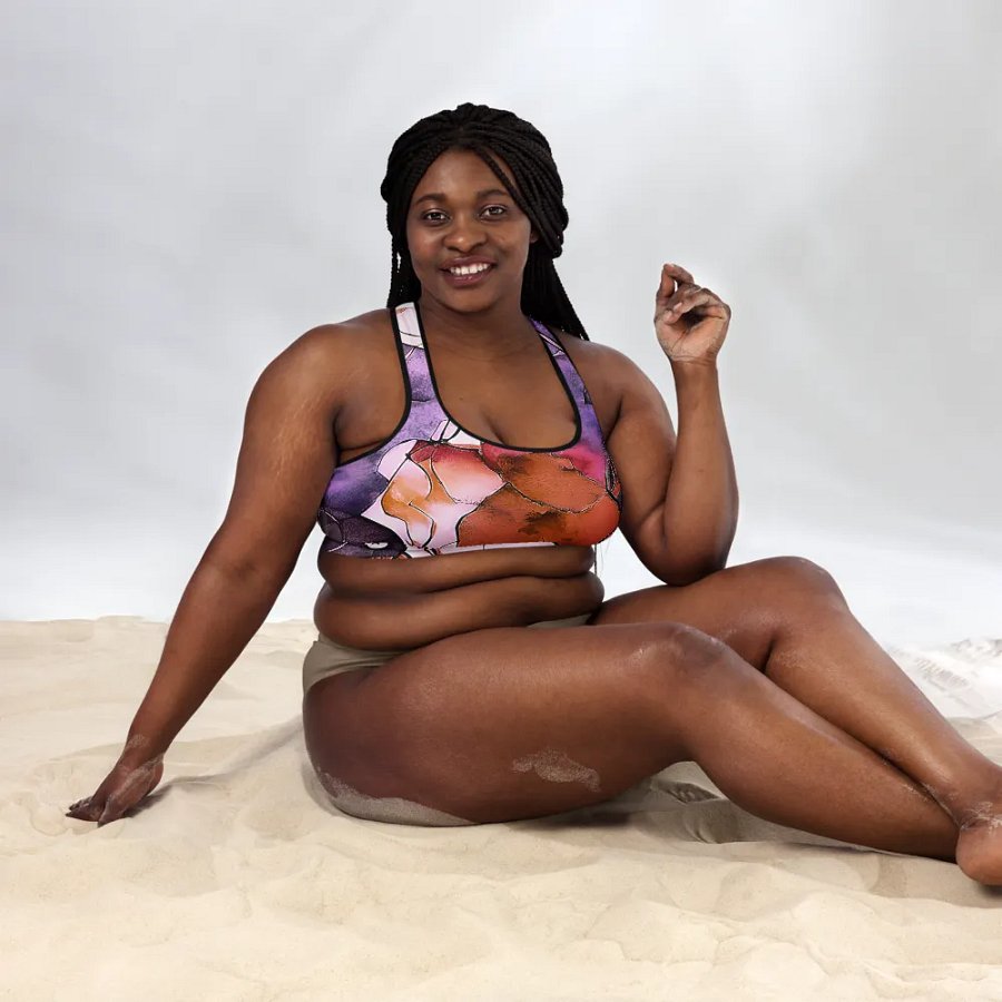 Beach Design - Mauves- Pink - Deep Yellow - All-Over Print Padded Sports Bra product image (4)