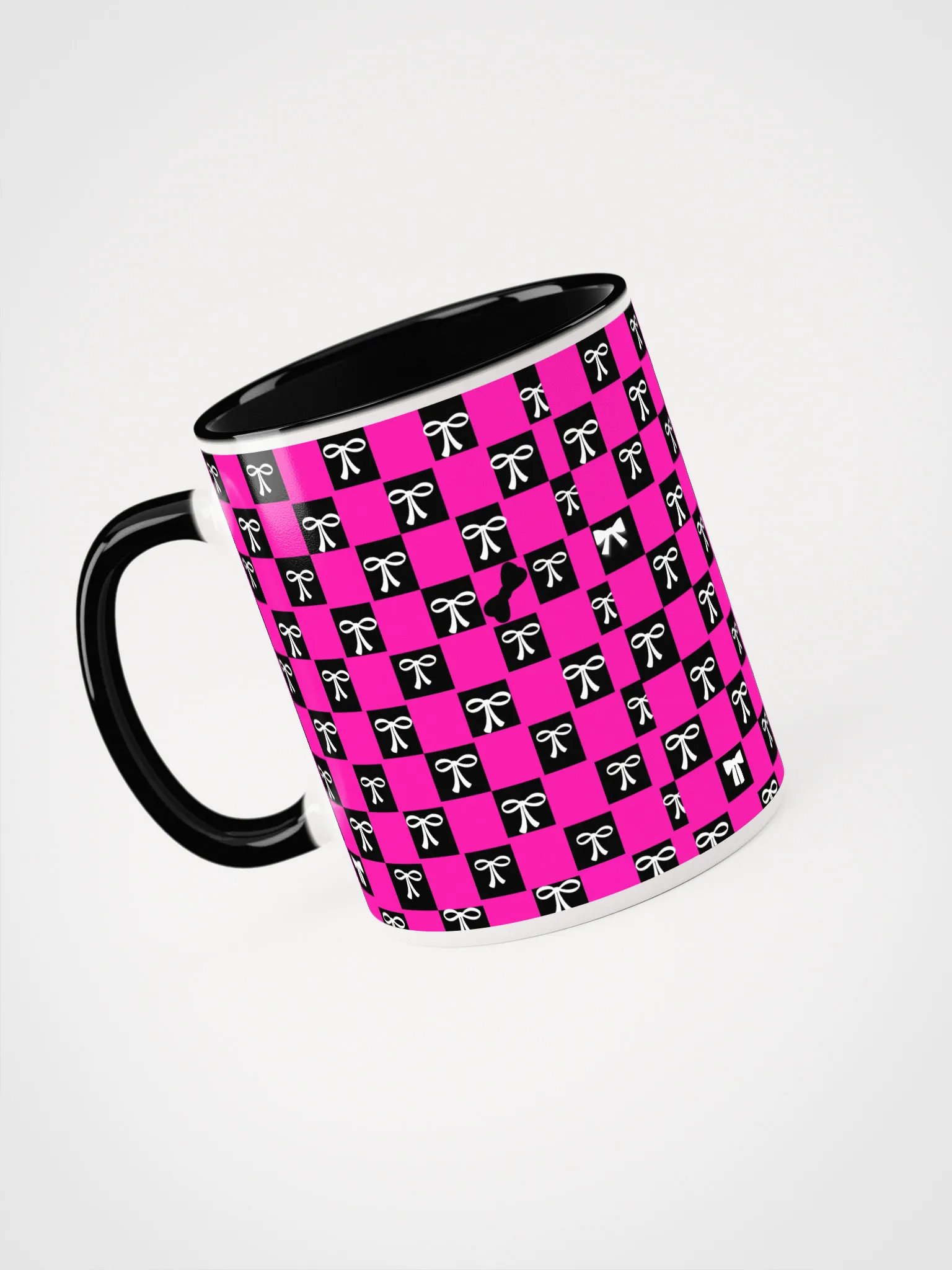 Bow Design Checkerboard Ceramic Coffee Mug product image (6)