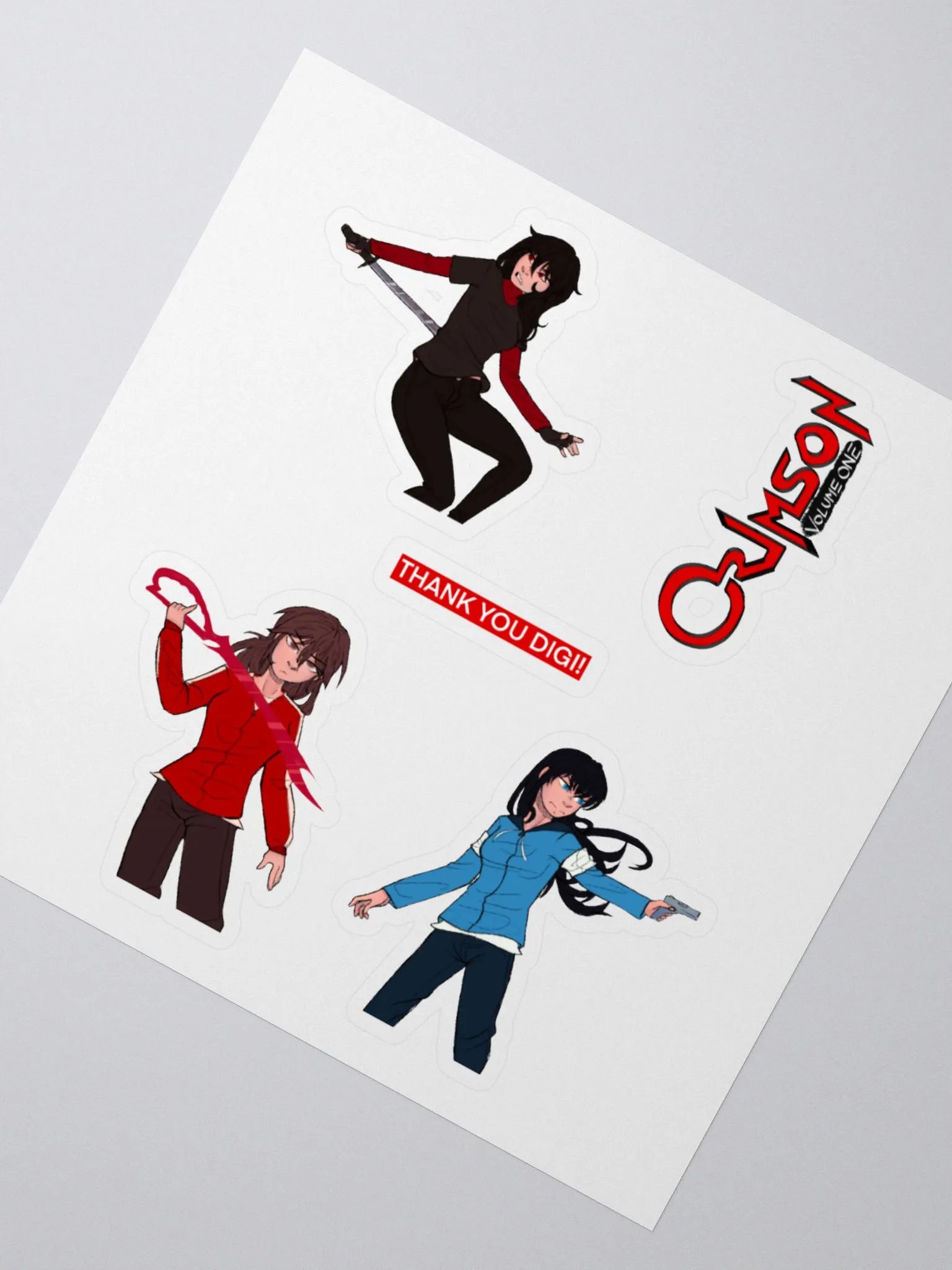 Crimson Trio 5-Sticker Set (By Digital Puff) product image (5)