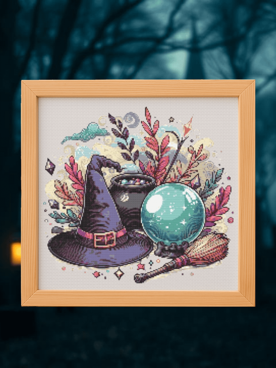 Purple Witch Cross Stitch Pattern product image (1)