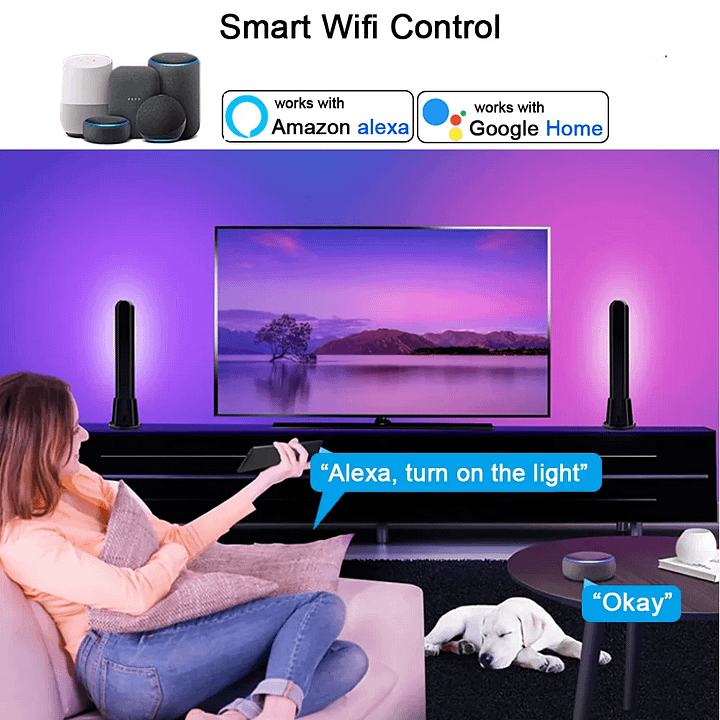 Smart LED Light Bars Music Sync Atmosphere Light Work with Alexa and Google Home , RGB Lights for Gaming, TV, Room Decoration product image (2)