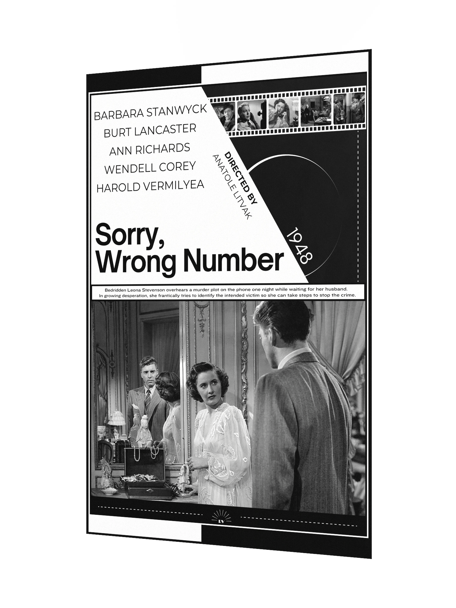 Sorry, Wrong Number with Barbara Stanwyck and Burt Lancaster 1948 | Movie Poster | 12x18 Wall Art product image (3)