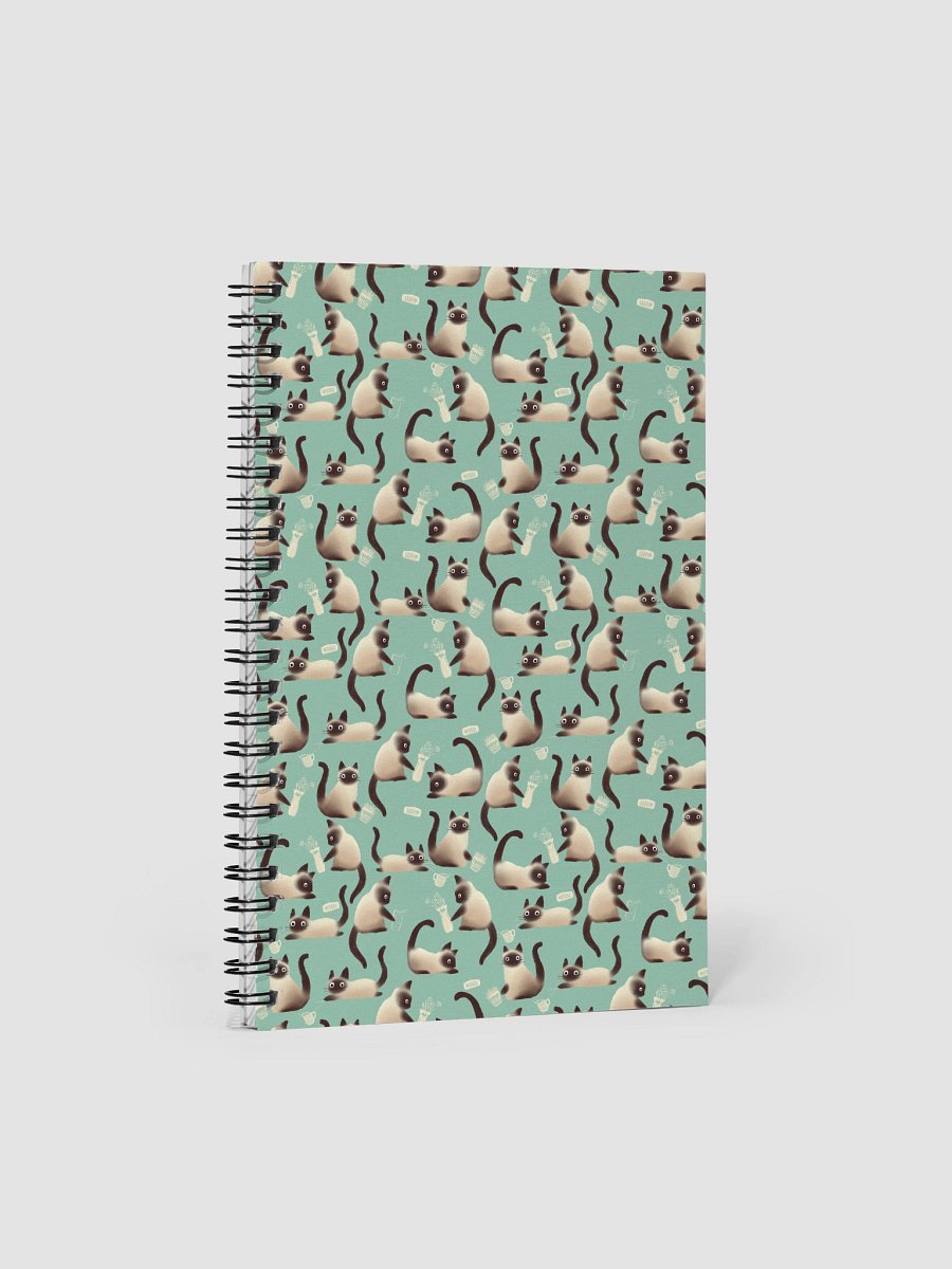 Bad Siamese Cats Knocking Stuff Over Pattern Notebook, Mint product image (1)