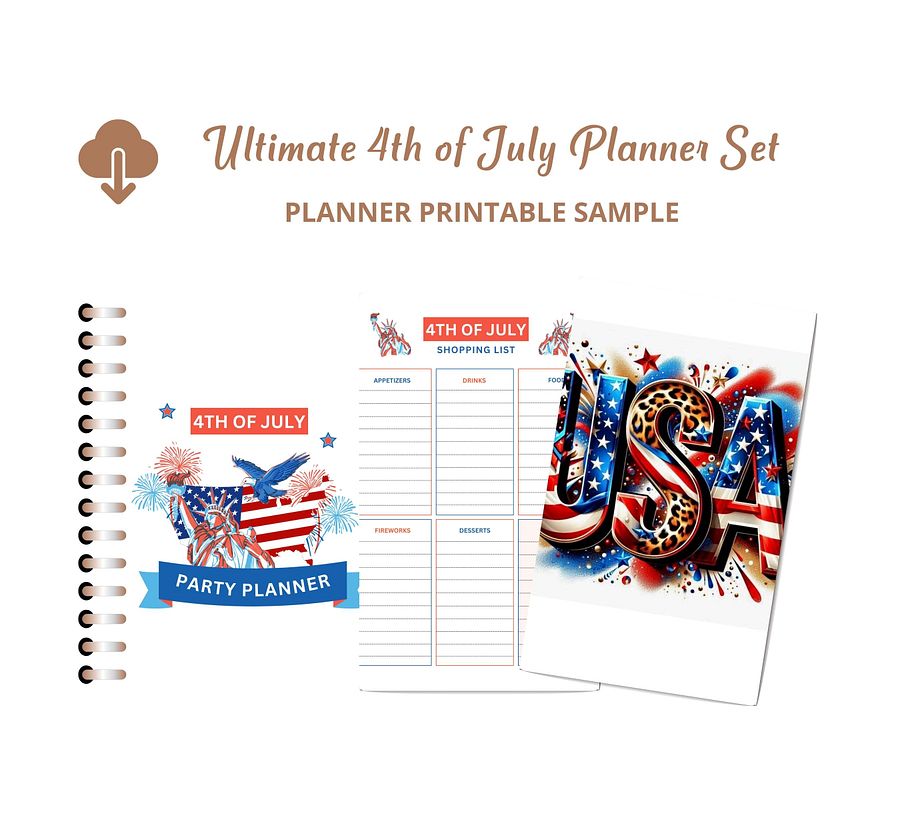 Ultimate 4th of July Planner Set | Meal, Shopping, Guest Lists & Party Planning Checklists | Printable Patriotic Organizer product image (3)