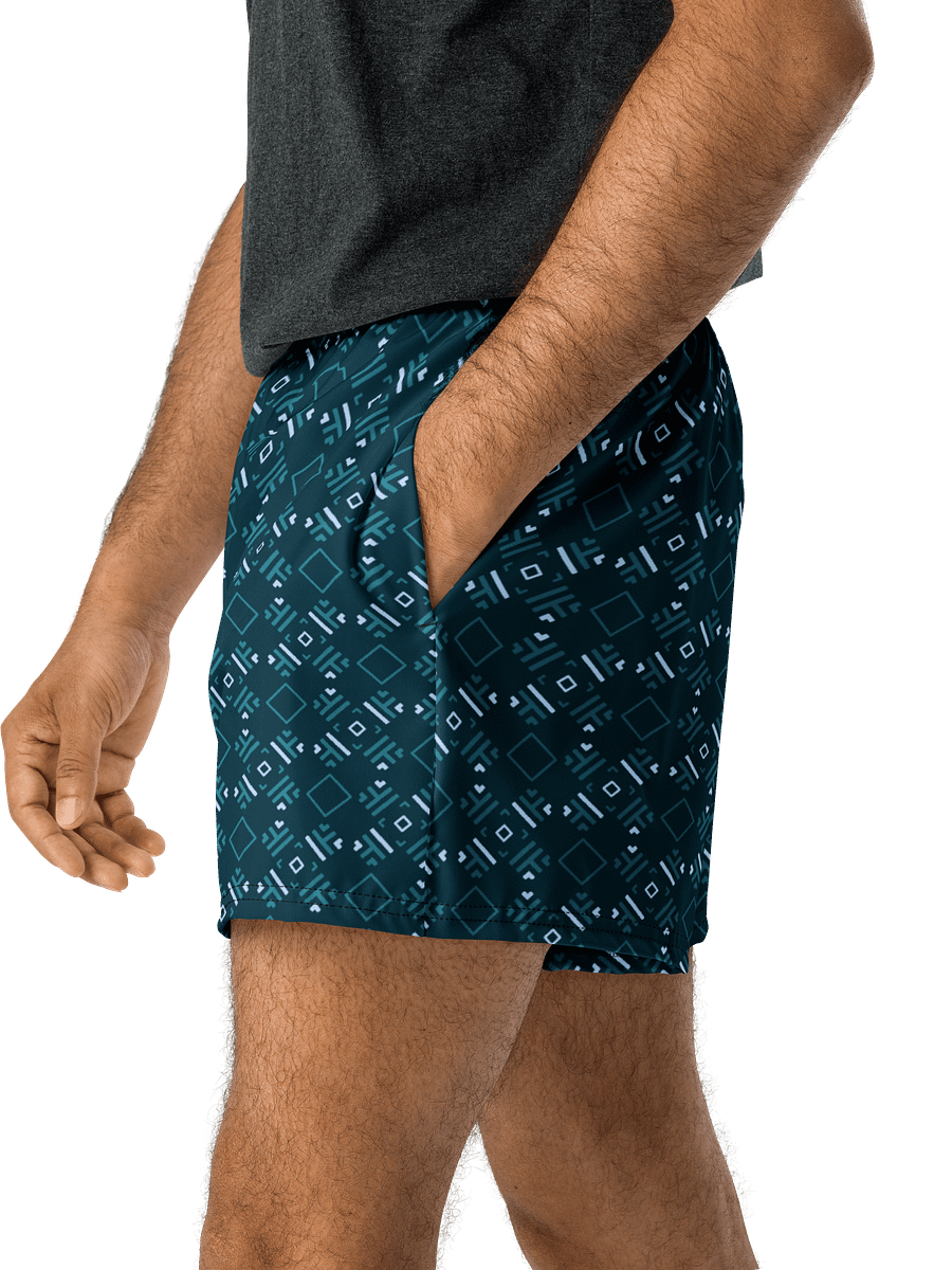 Facet Fantastic Blue Geometric All Over Print Unisex Athletic Short Shorts product image (7)