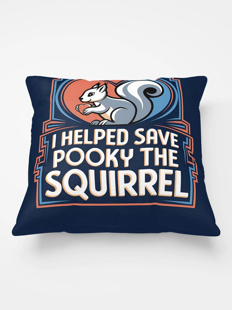 Comfy Pillow: I helped save Pooky the Squirrel. Navy with stylized geometric border product image (2)