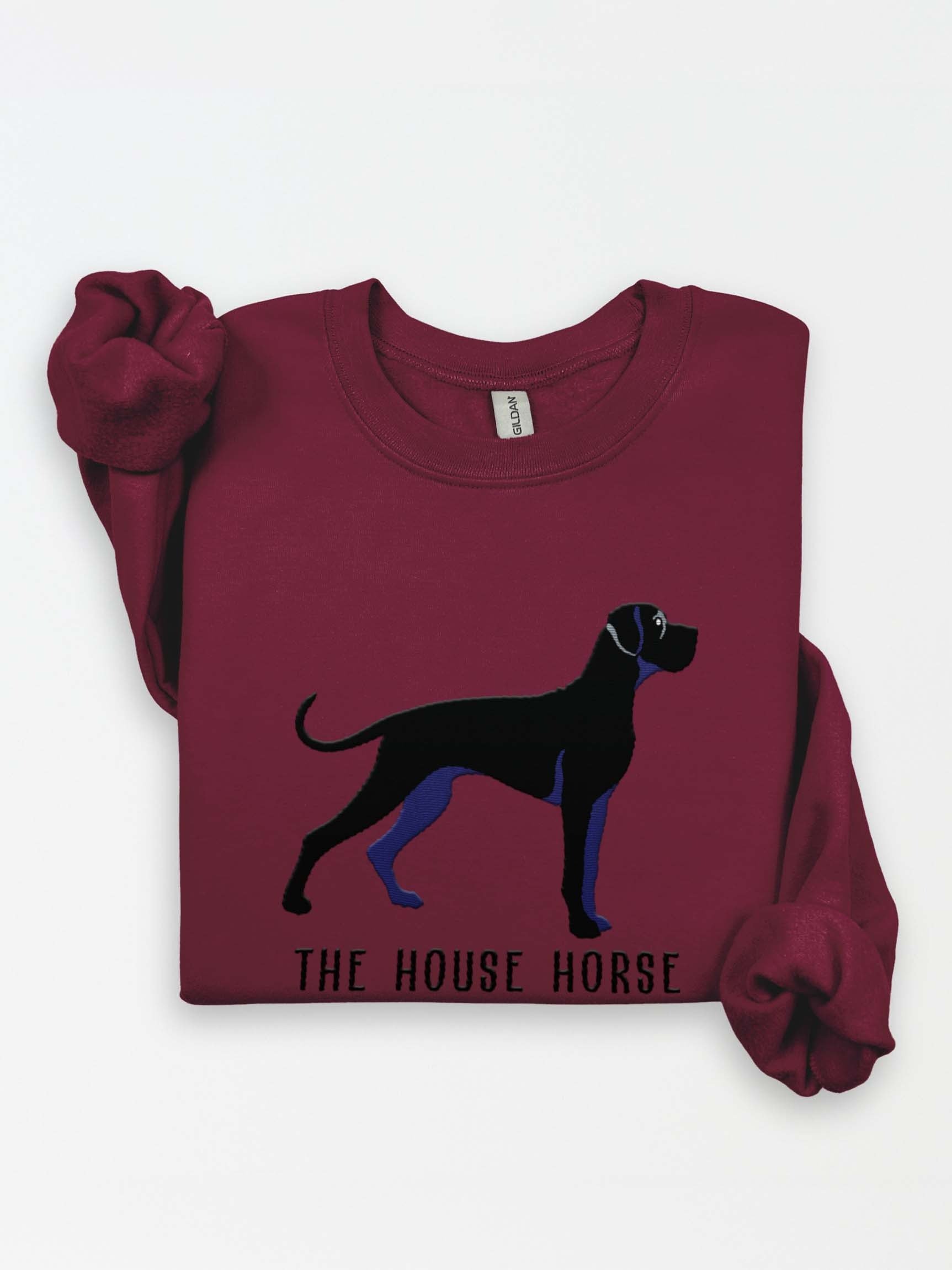 The House Horse Sweatshirt (Embroidered) of a Great Dane(Black) product image (1)
