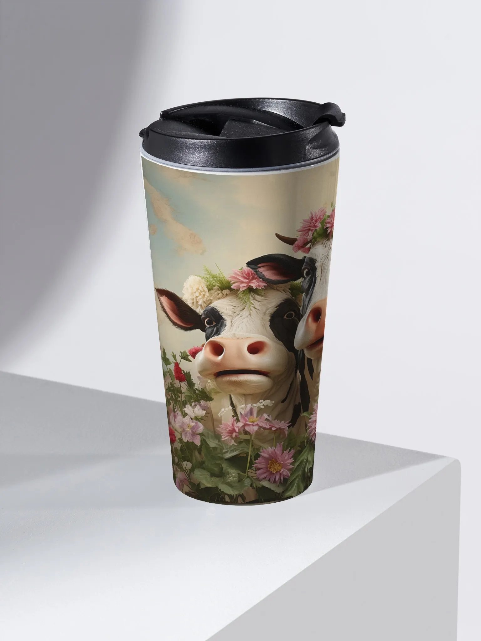 Whimsical Cow Trio Stainless Steel Travel Mug product image (2)