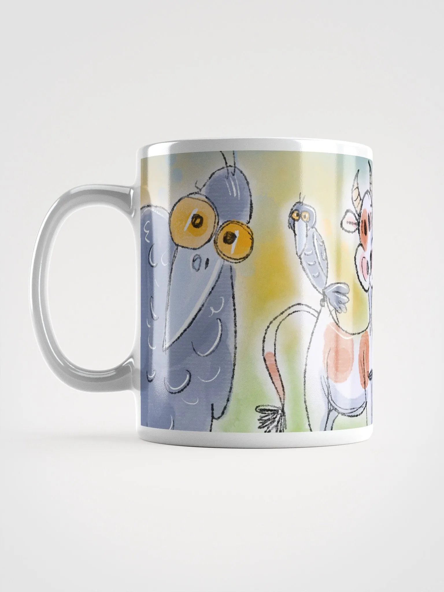 Funny Cow with Crow Friends Glossy Mug product image (18)