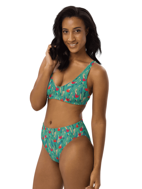 Tropical Garden Emerald Blush High-Waisted Bikini product image (5)