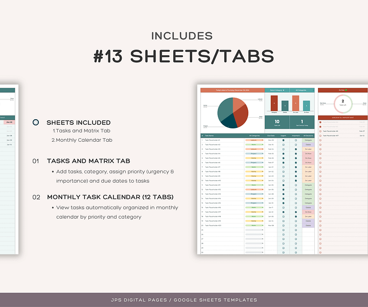 Priority Tracker Eisenhower Matrix, Google Sheets Template product image (2)